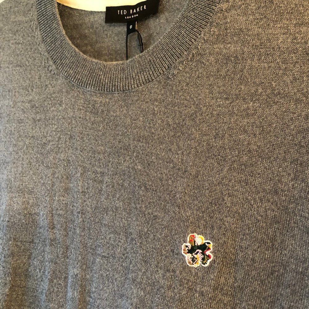 NWT TED BAKER Cardiff Wool Crewneck Sweater Embroidered Logo XXL MSRP $150 - Picture 7 of 10